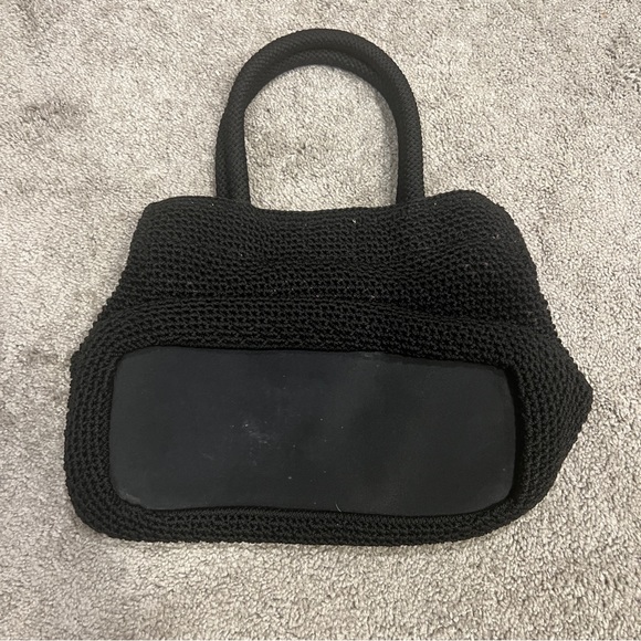 THE SAK CROCHET BLACK SHOULDER BAG W/ PINK LINING - Picture 3 of 11